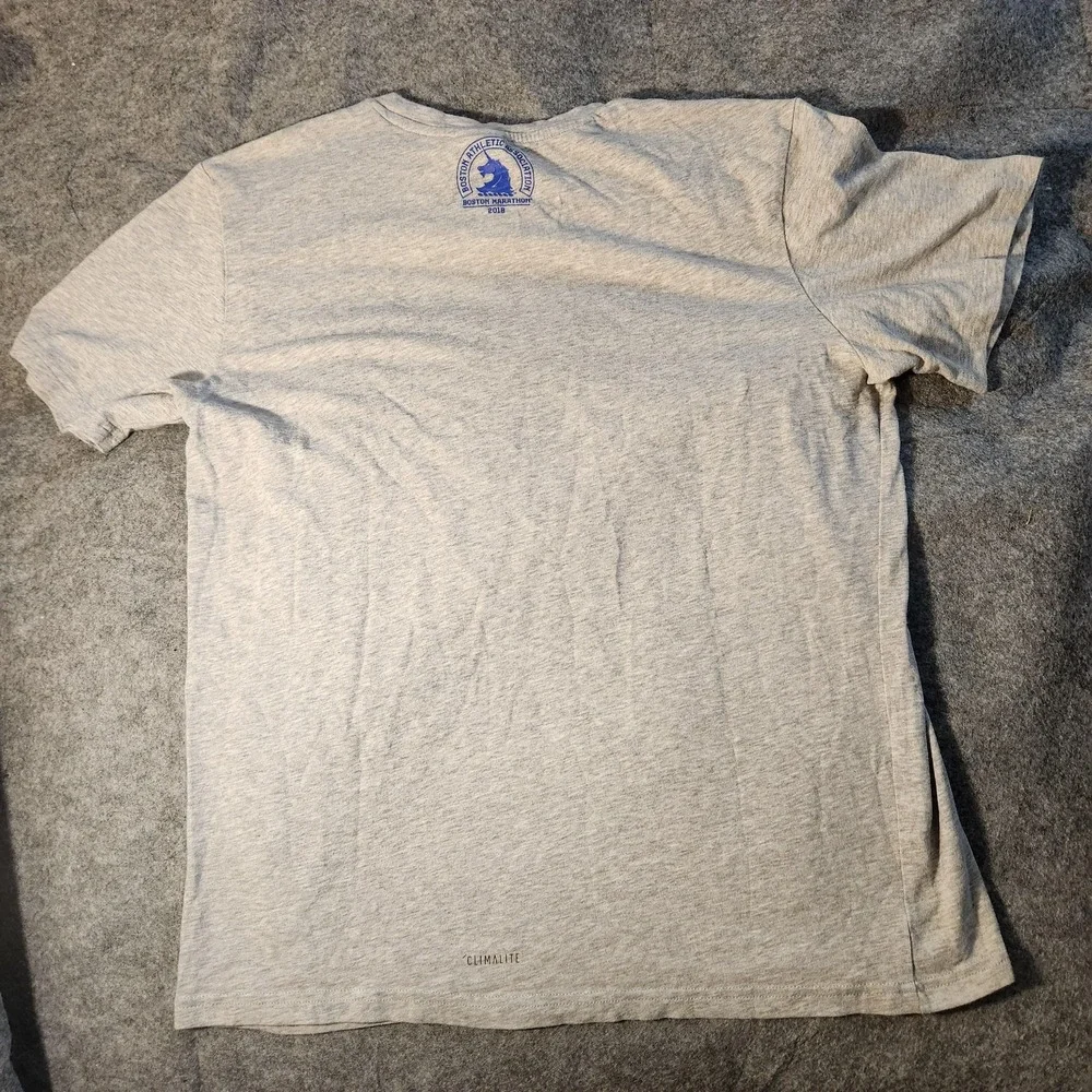 Boston Marathon Shirt Mens Medium Gray‎ Running Adidas Blue Yellow Climalite Tee